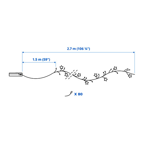 STRÅLA LED lighting chain with 80 lights