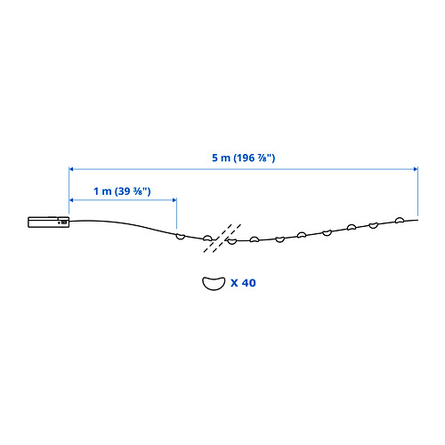 STRÅLA LED lighting chain with 40 lights