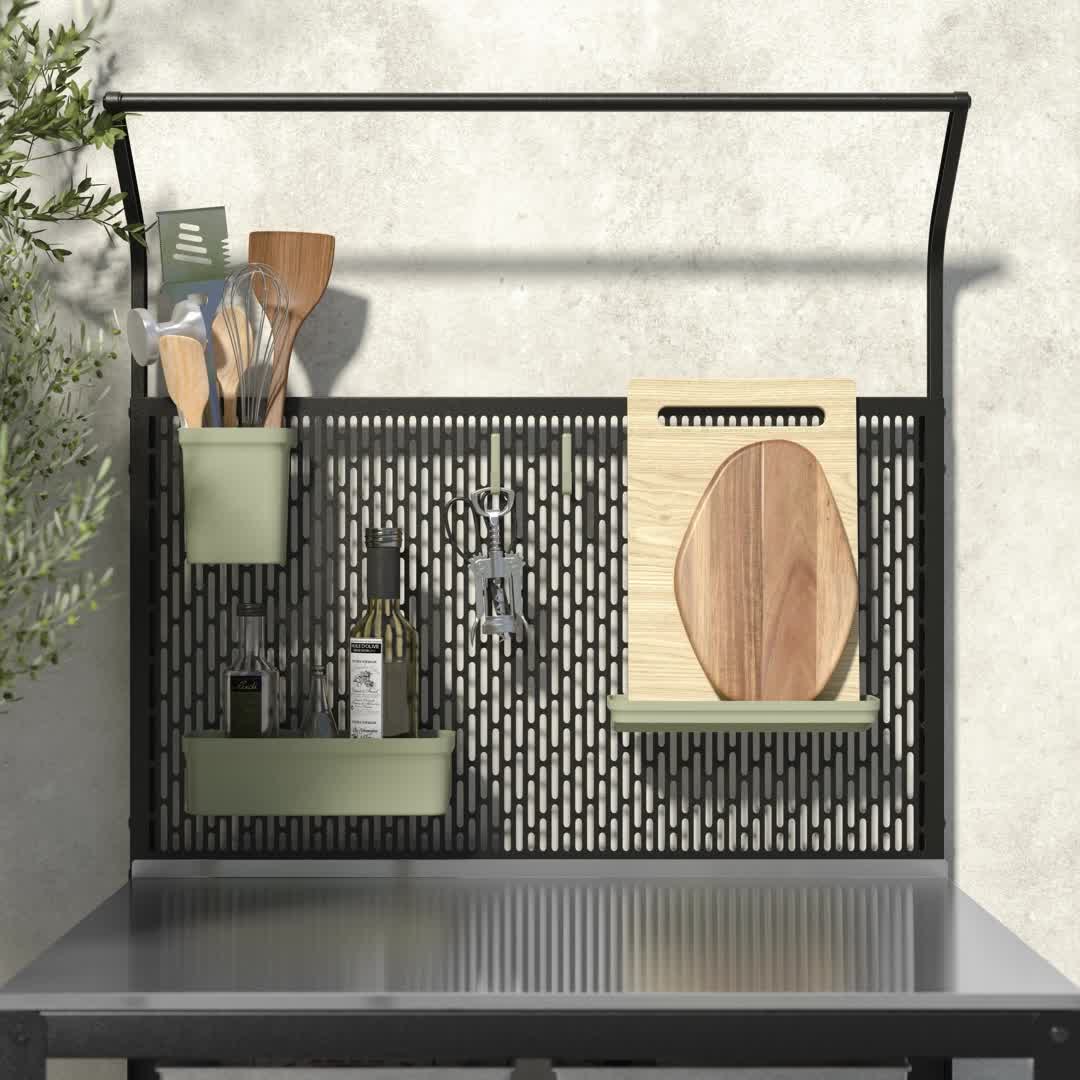 GRILLSKÄR estantería isla cocina, negro/acero inoxidable exterior, 86x61 cm  - IKEA