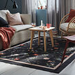 KLOCKBUSKE - rug, flatwoven, dark grey/flower | IKEA Taiwan