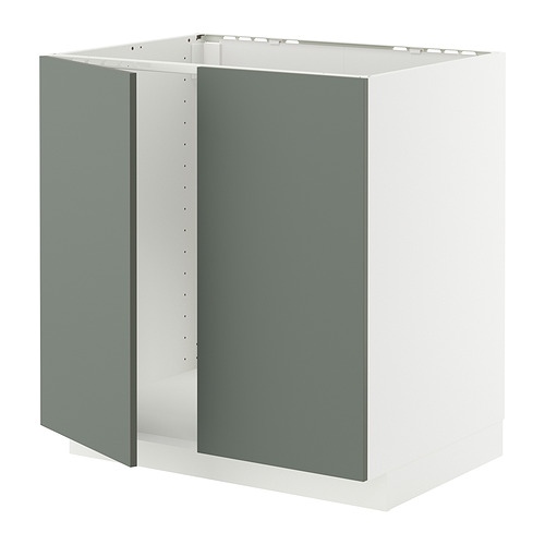 METOD base cabinet for sink + 2 doors