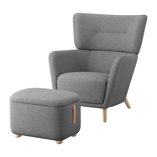 OSKARSHAMN wing chair with footstool