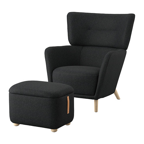 OSKARSHAMN wing chair with footstool