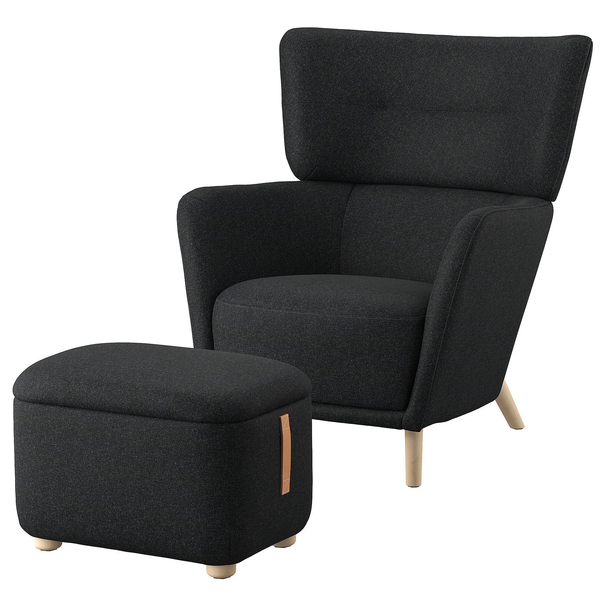 OSKARSHAMN wing chair with footstool