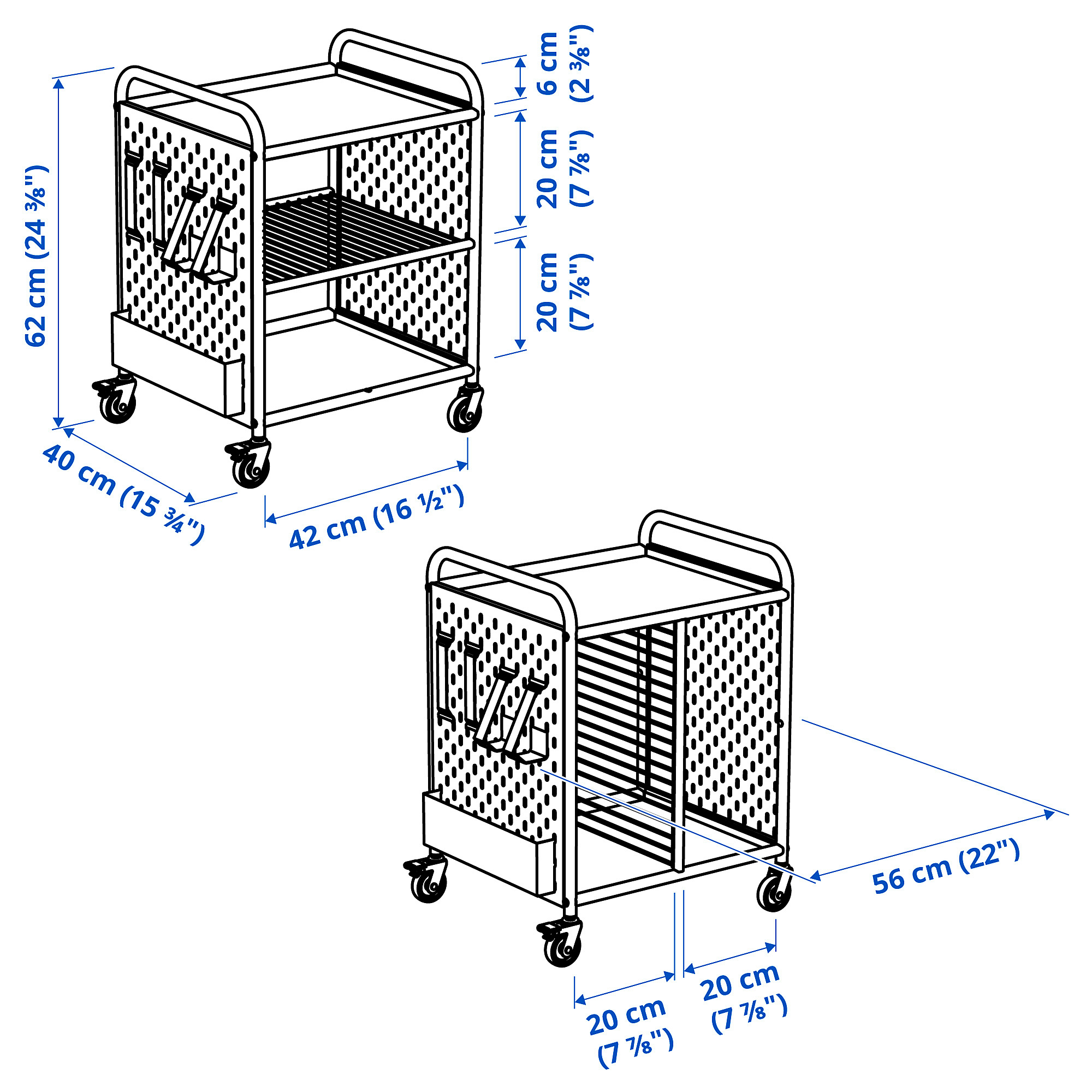 BRÄNNBOLL shelving unit on castors