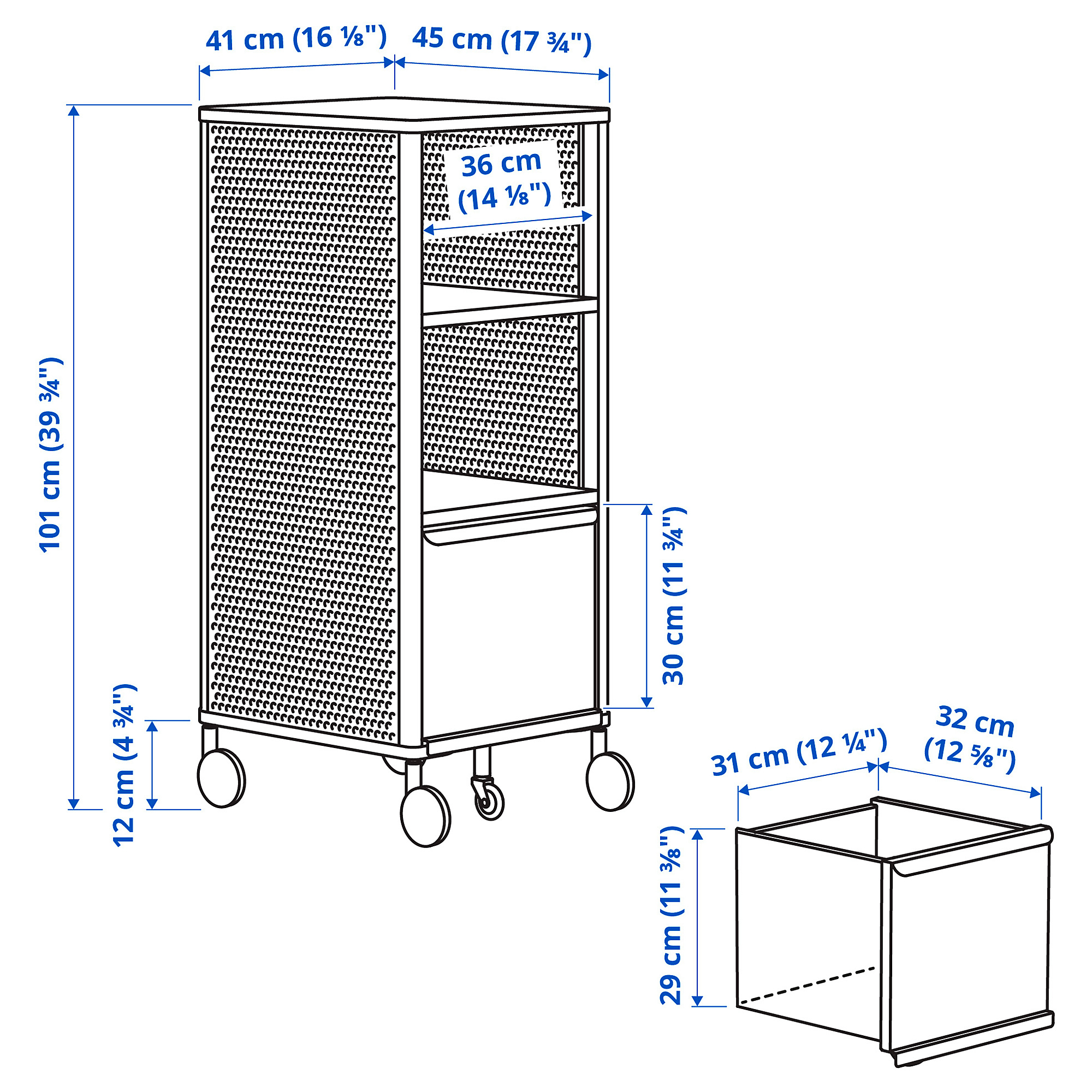 BEKANT storage unit on castors