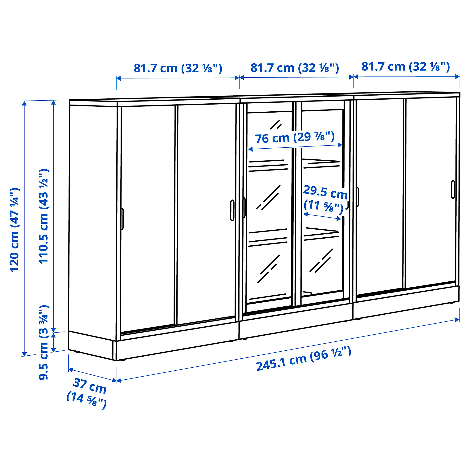 TONSTAD storage combination w sliding doors