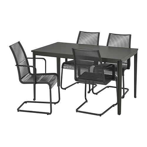 TEGELÖN / TEGELÖN table and 4 chairs, outdoor, dark gray/black - IKEA