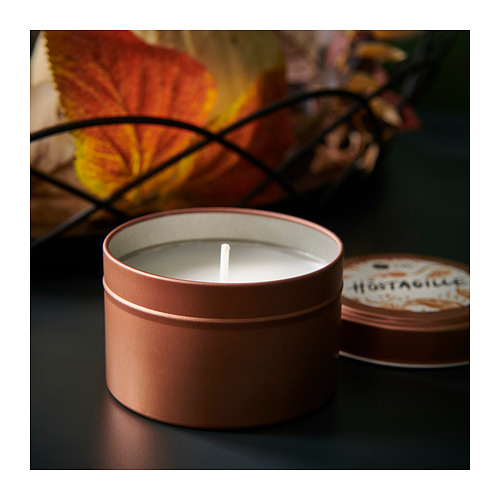 HÖSTAGILLE scented candle in metal tin