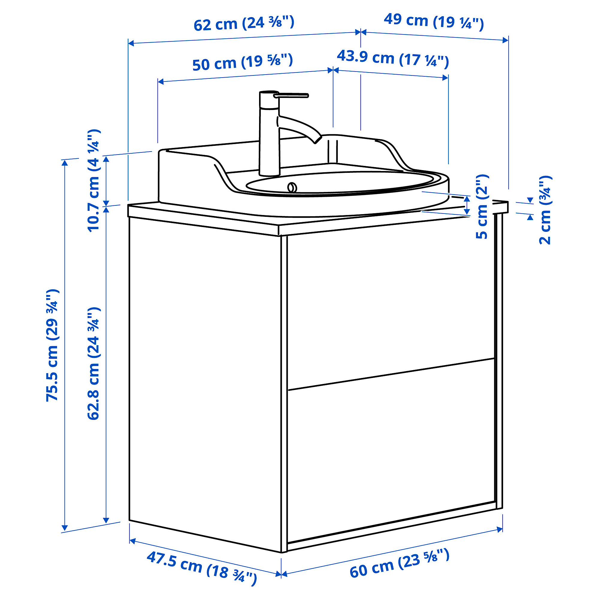 TÄNNFORSEN/RUTSJÖN wash-stnd w drawers/wash-basin/tap
