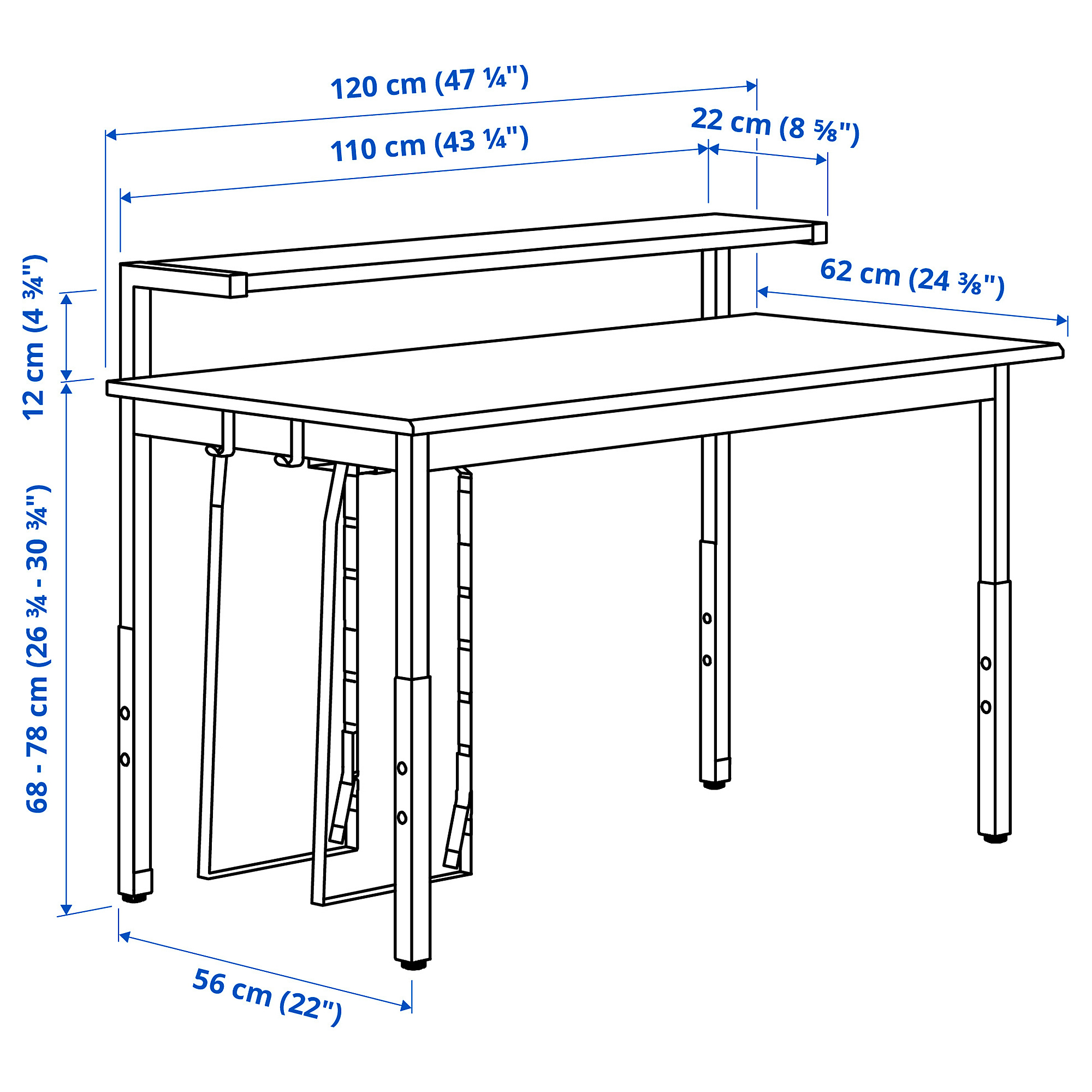 UTVISNING gaming desk with shelf