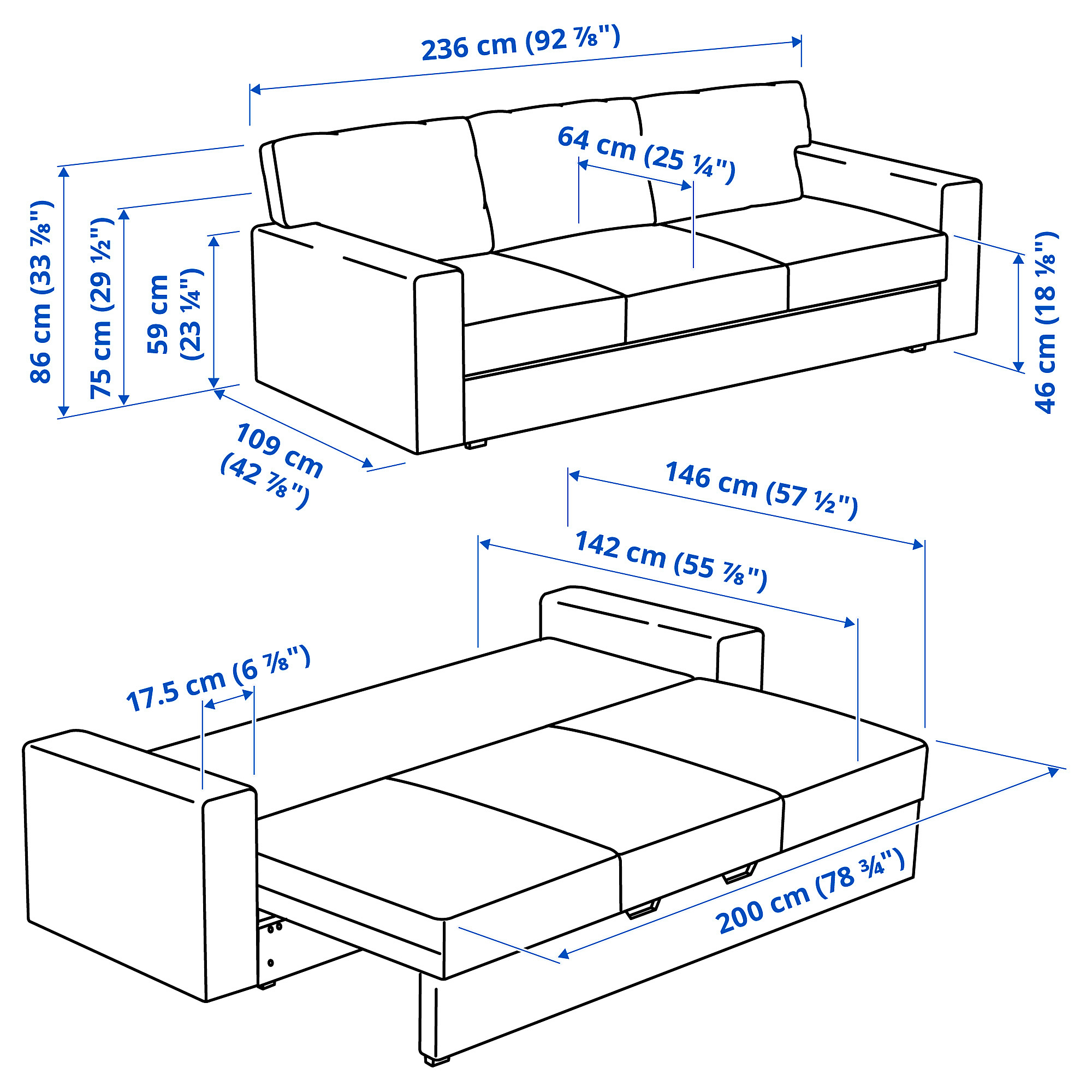 BÅRSLÖV 3-seat sofa-bed