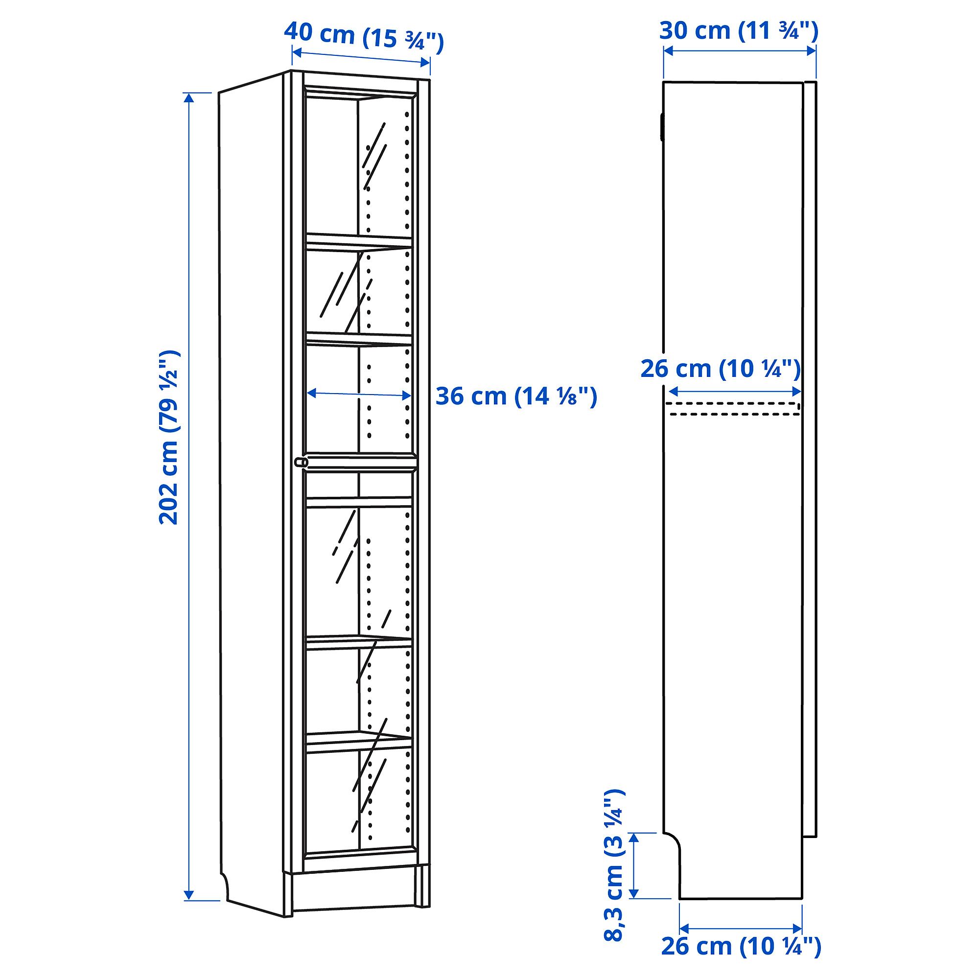 BILLY/OXBERG bookcase with glass door