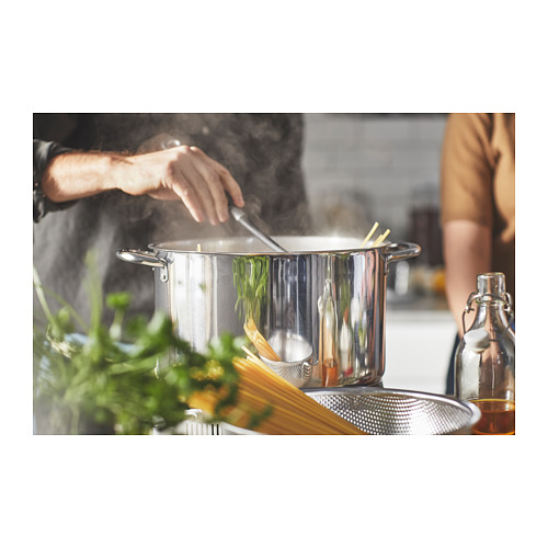 ANNONS Pot with lid, glass, stainless steel, Height: 8 Diameter: 10 - IKEA