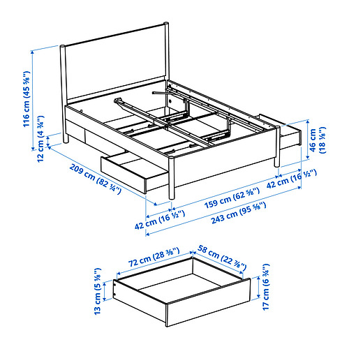 TONSTAD bed frame with storage