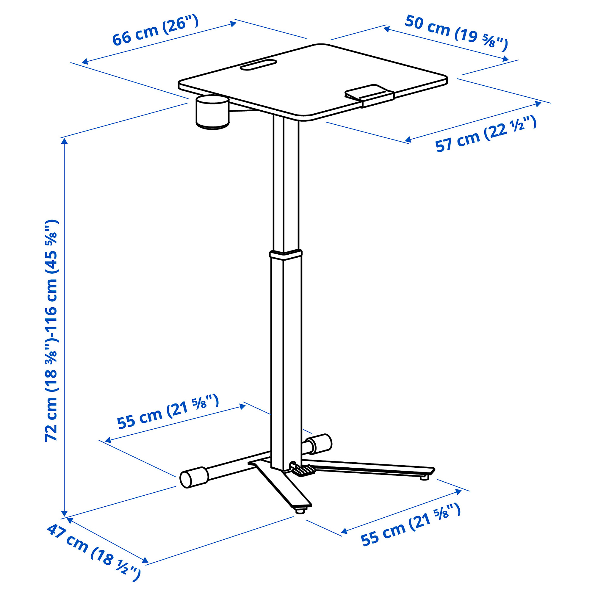 MITTZON laptop table with castors