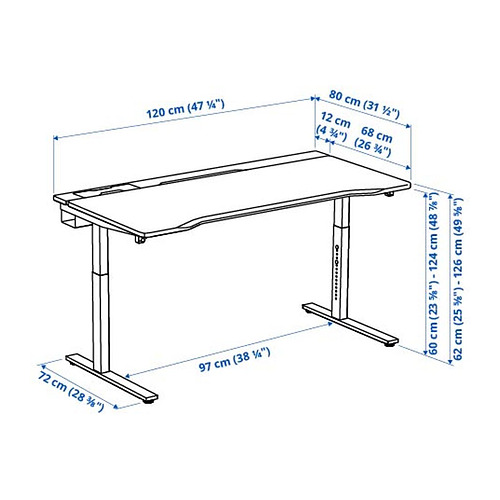 UTMANING gaming desk sit/stand