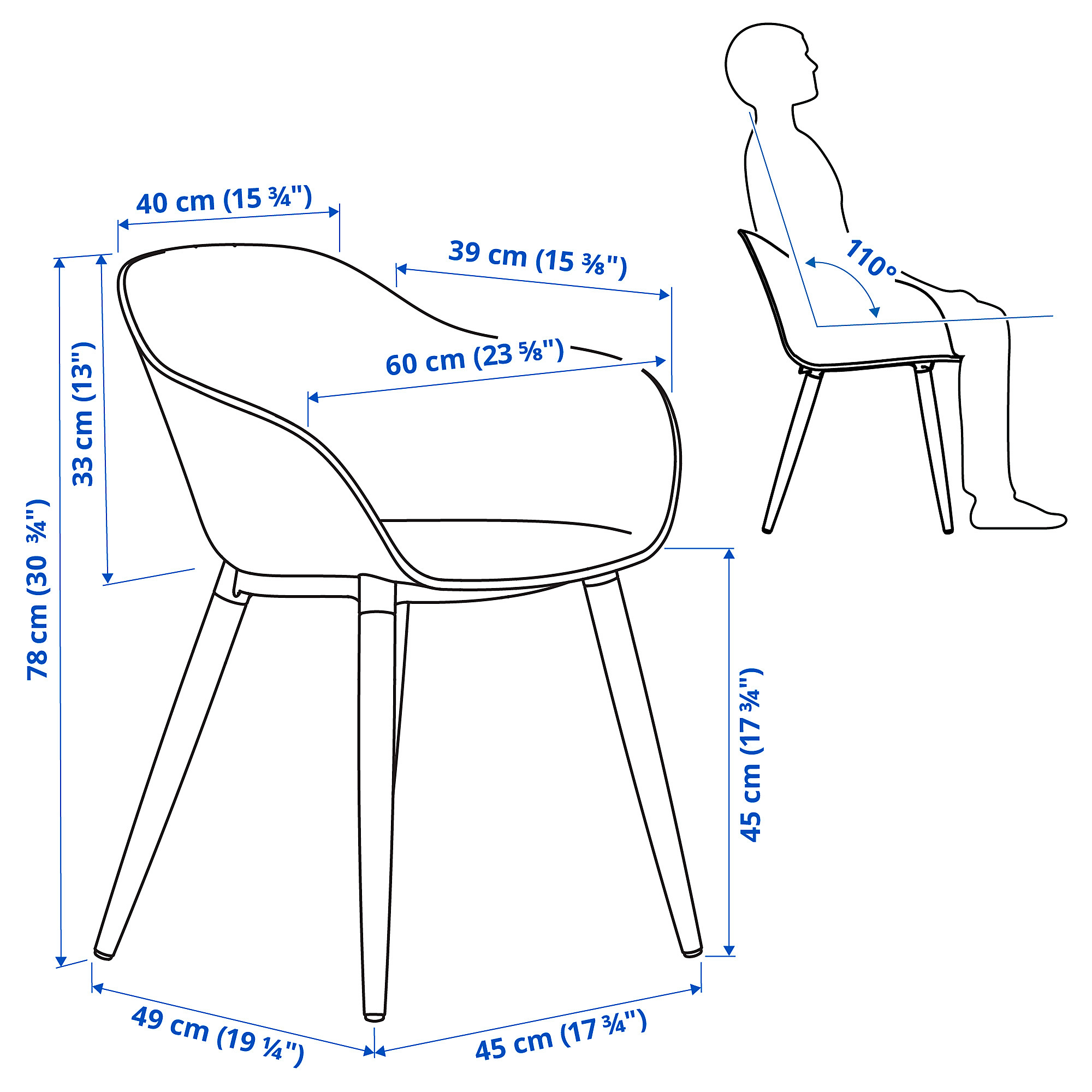 GRÖNSTA chair with armrests, in/outdoor