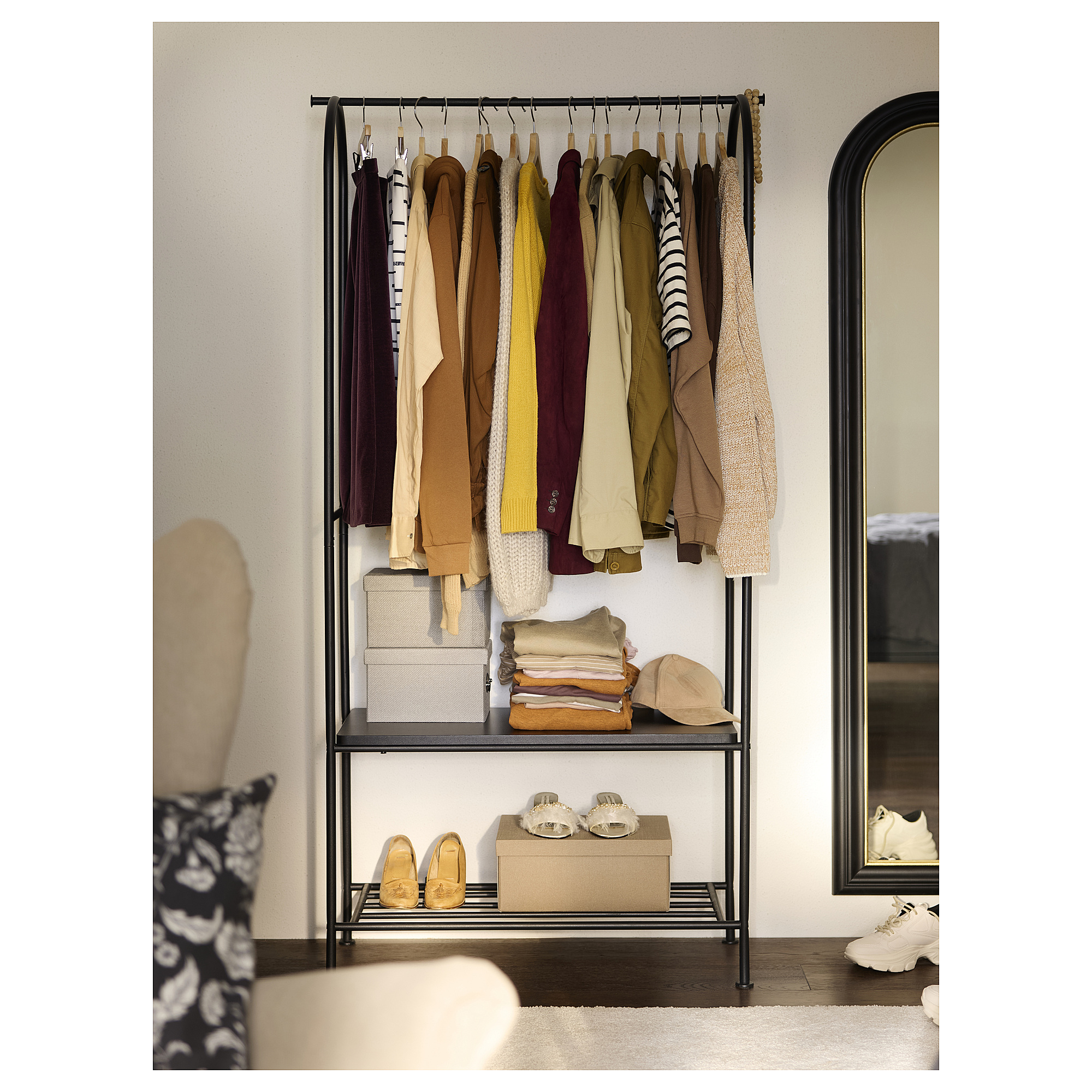 GRÅFJÄLLET clothes rack with shoe storage