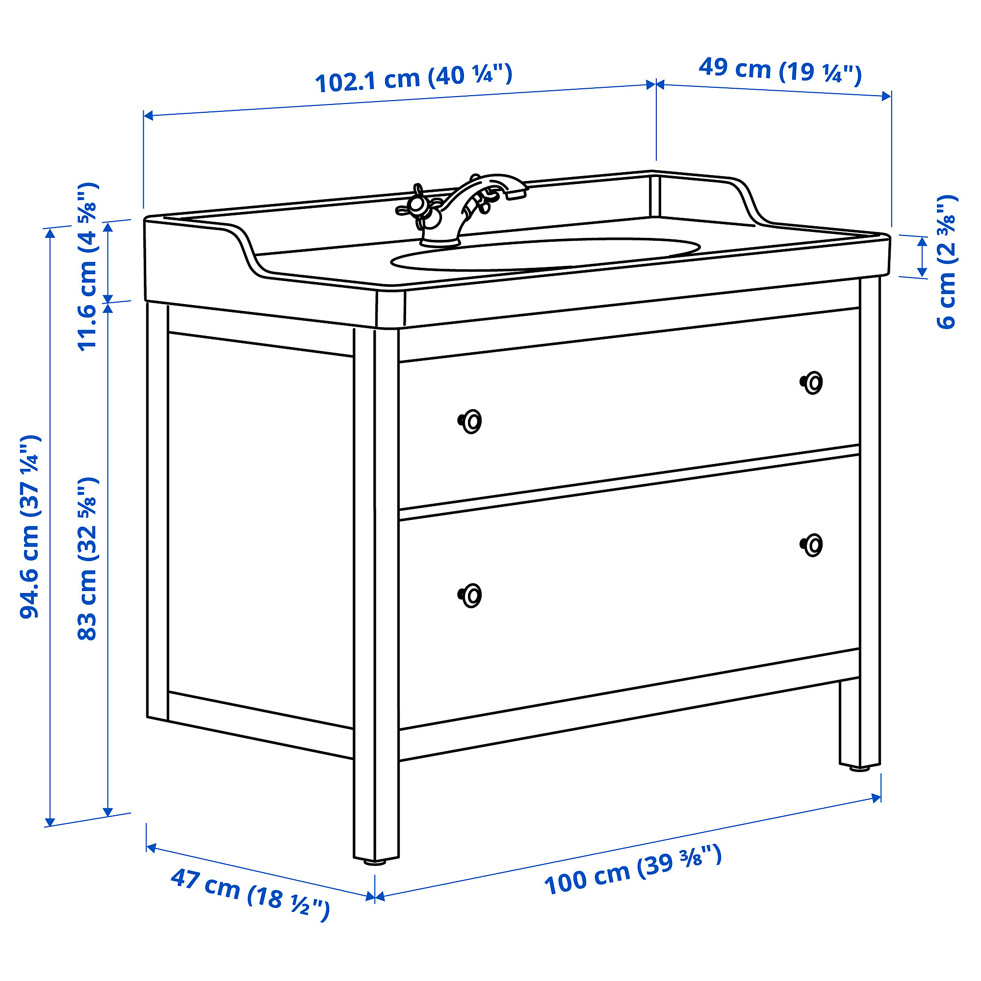 HEMNES/RUTSJÖN wash-stnd w drawers/wash-basin/tap