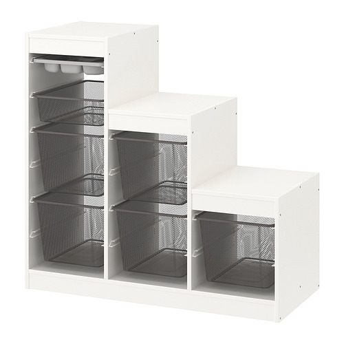 TROFAST storage combination with boxes/tray