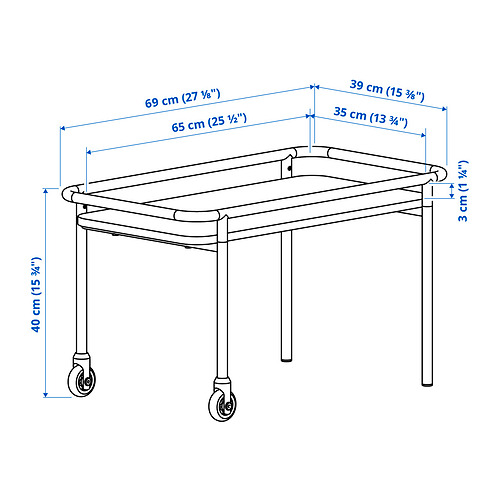 BRÄNNBOLL side table on castors