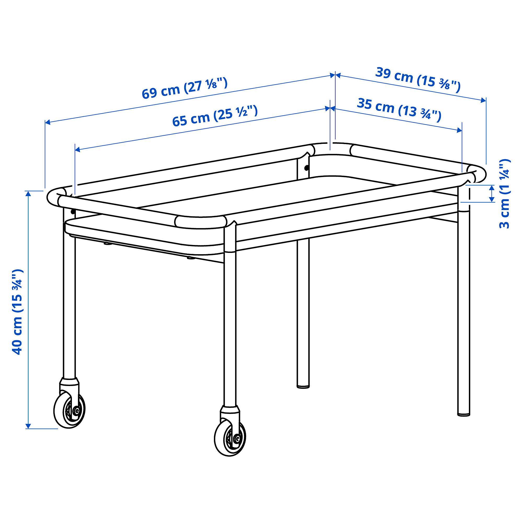 BRÄNNBOLL side table on castors