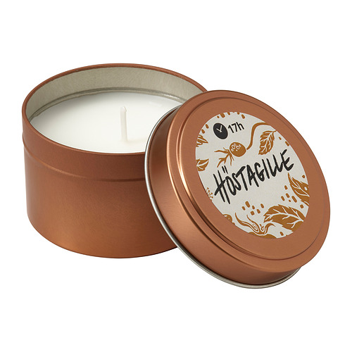 HÖSTAGILLE scented candle in metal tin