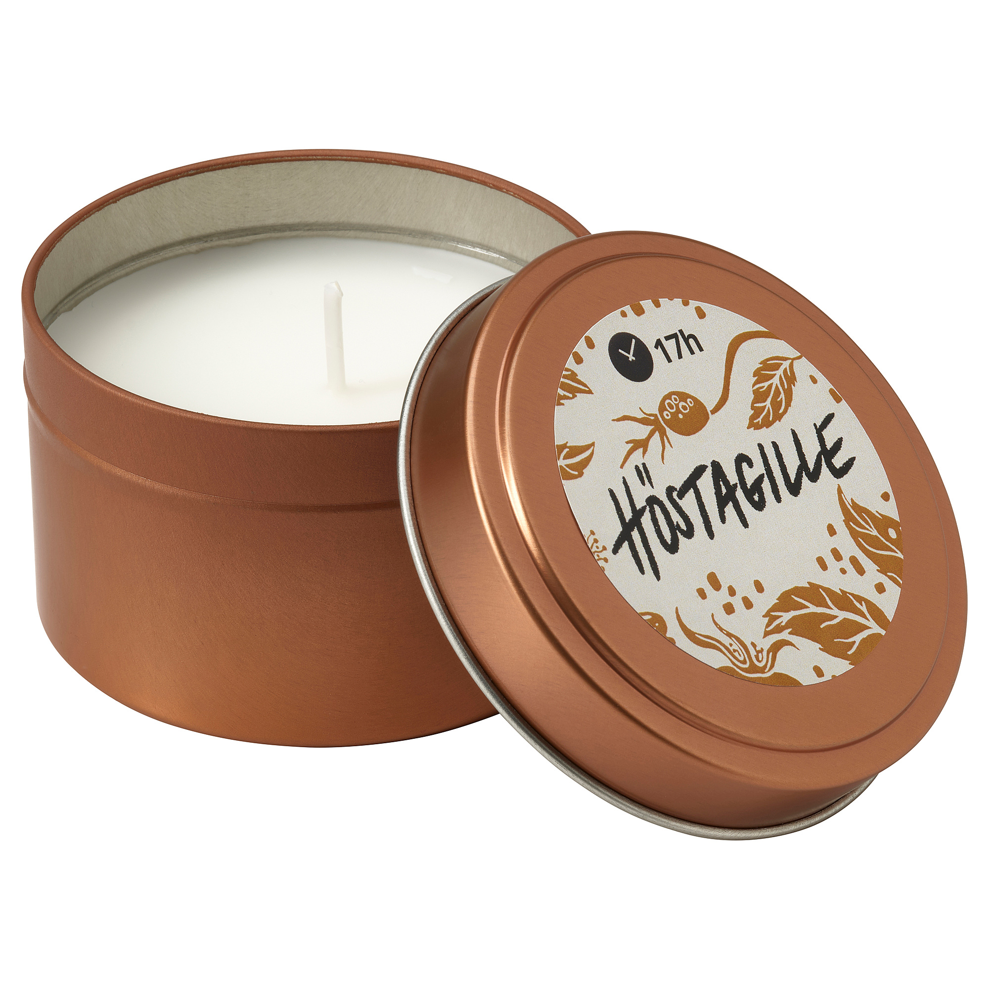 HÖSTAGILLE scented candle in metal tin