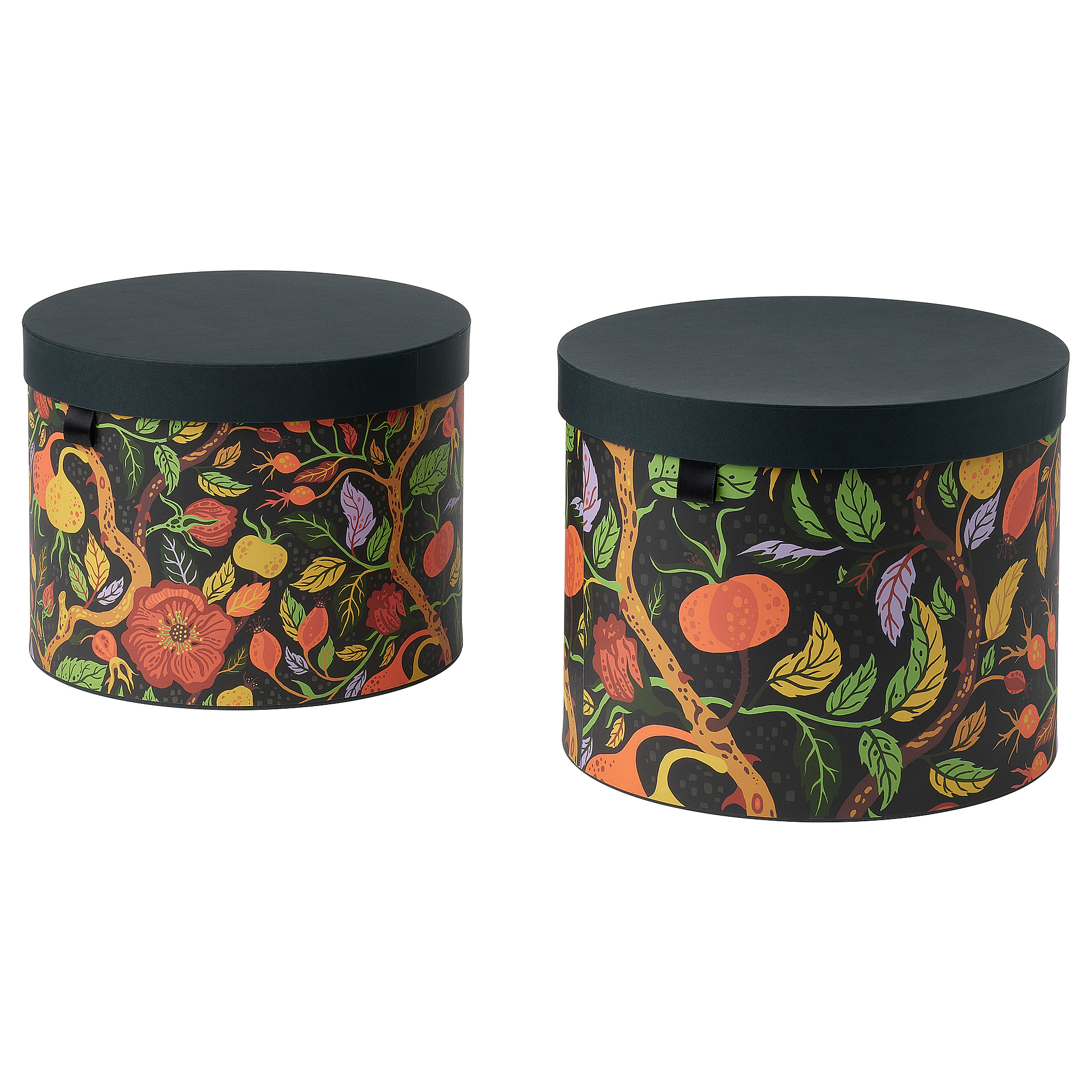 HÖSTAGILLE storage box with lid, set of 2