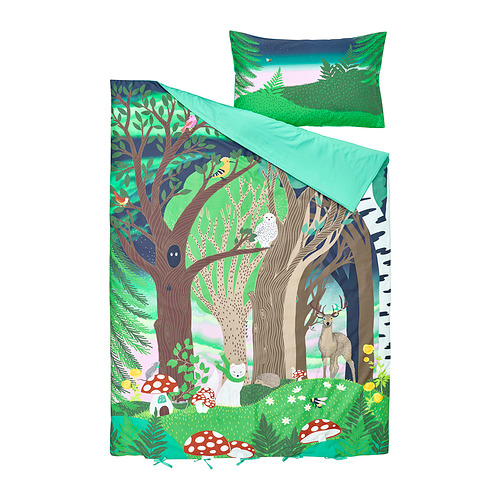 SKOGSDUVA duvet cover and pillowcase