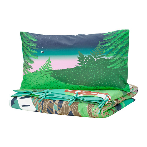 SKOGSDUVA duvet cover and pillowcase