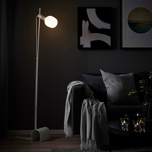 HÅRSLINGA/TRÅDFRI floor lamp with light bulb