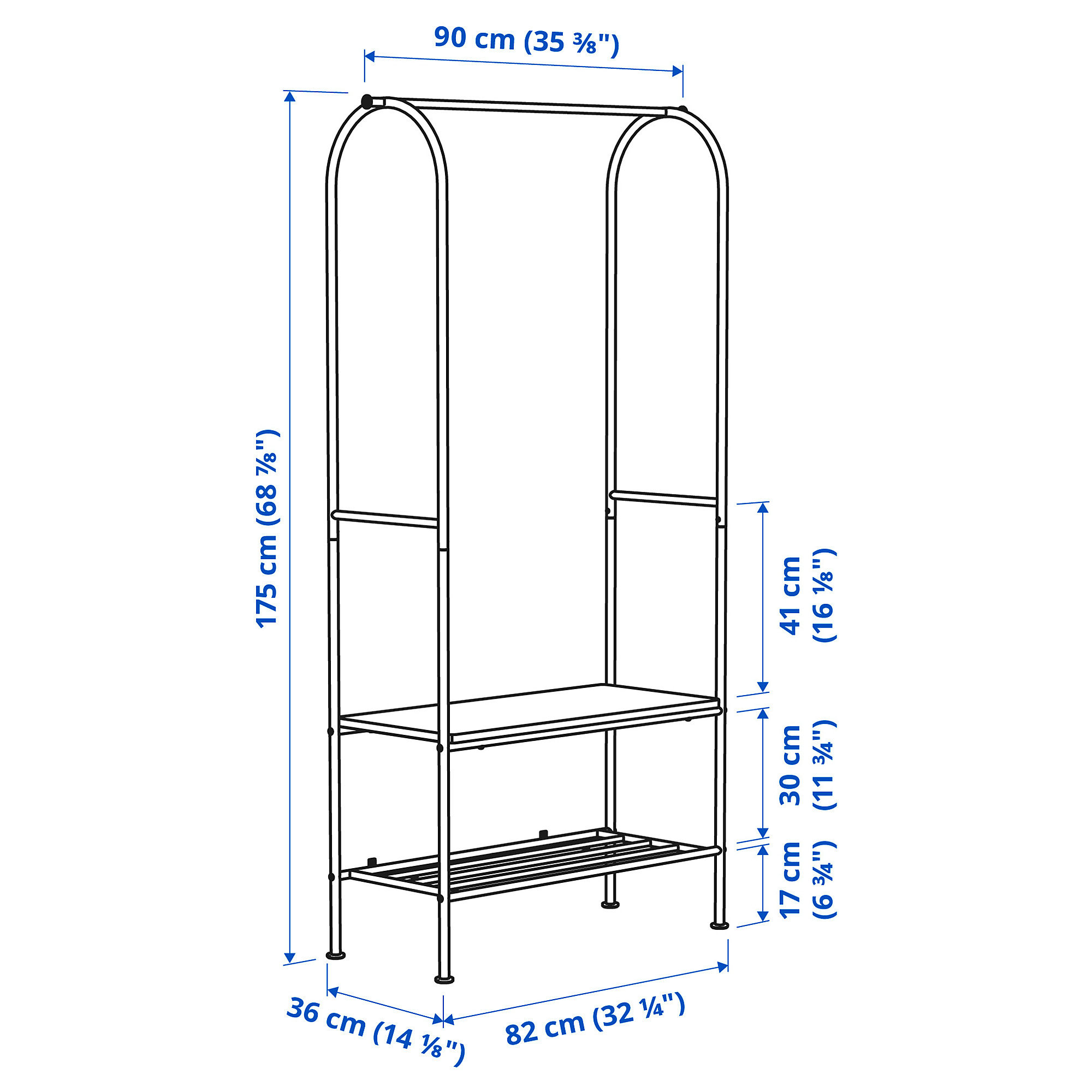 GRÅFJÄLLET clothes rack with shoe storage