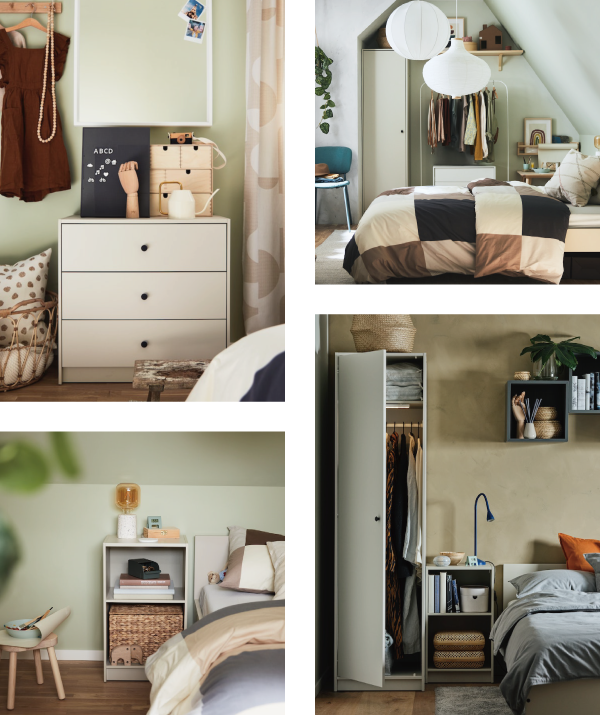 GURSKEN Bedroom furniture, set of 3, light beige - IKEA